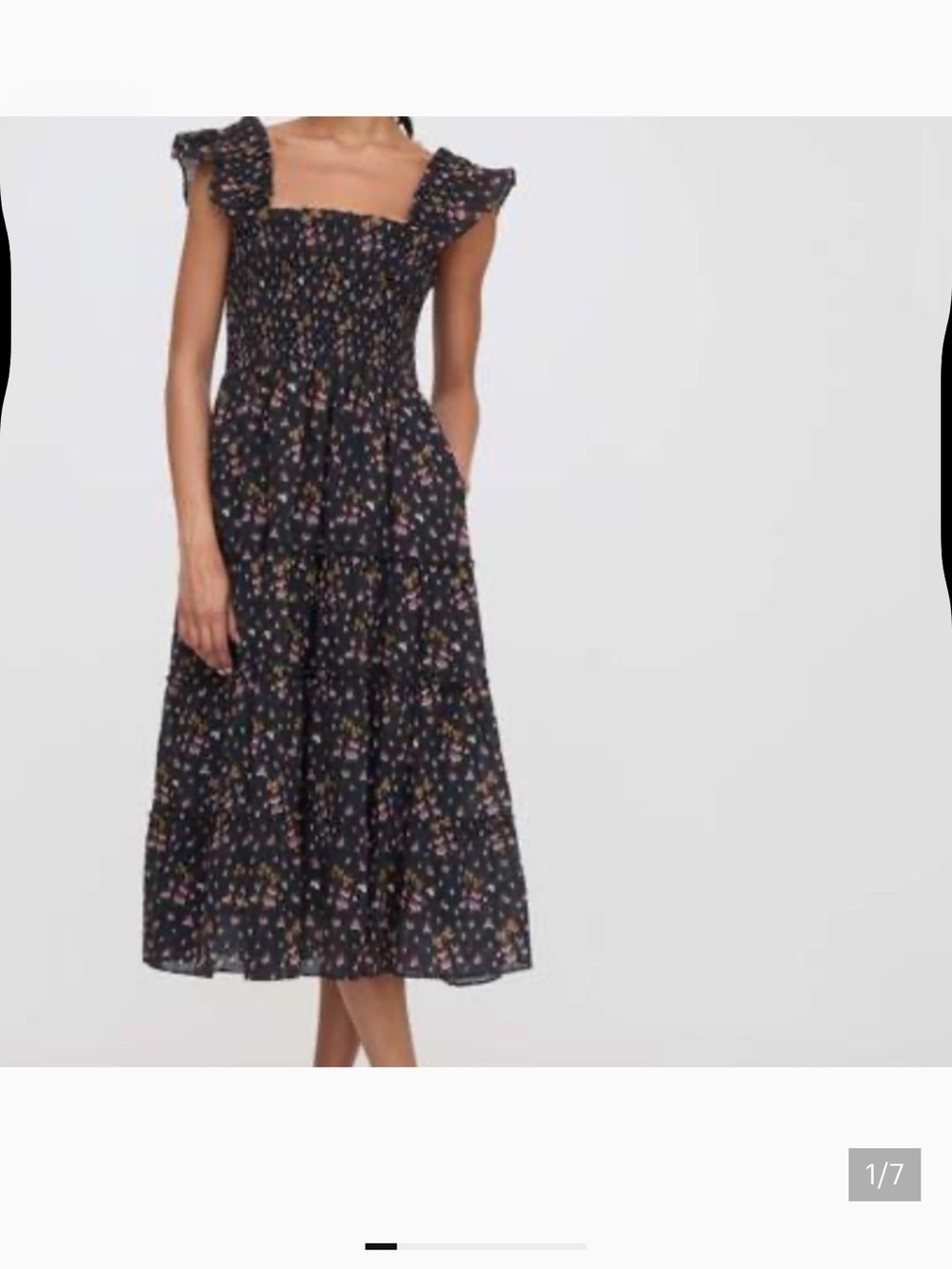 Hill House Black Floral Smocked Midi Dress